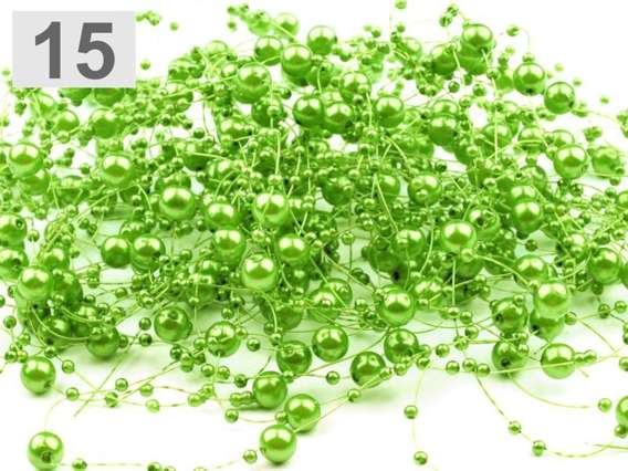  Perełki jasno zielone  na żyłce silikonowej Ø7mm długość 1,3 m