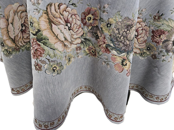 Obrus gobelinowy z szenilem kremowy Kwiaty  wzór Róże Fi160