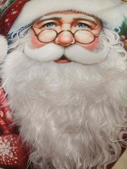 Poszewka Świąteczna welwetowa Św. Mikołaj z brodą 3D z futerka
