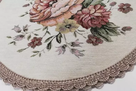 Serwetka gobelinowa Kwiaty okrągła bordo