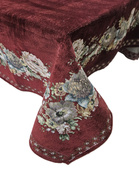 Obrus gobelinowy z szenilem bordo Kwiaty  wzór Róże 