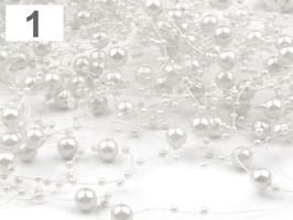 Perełki białe  na żyłce silikonowej Ø7mm długość 1,3 m
