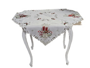 Świąteczna  biała serweta haftowana Świece 85x85