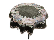 Obrus gobelinowy z szenilem zielony Kwiaty  wzór Róże Fi95