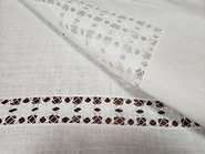 Obrus lniany ręcznie  haftowany mereżka Snutki biały