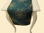 Bieżnik świąteczny plamoodporny dwustronny Śnieżynki zielono – złoty