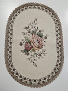 Bieżnik Gobelinowy ecru z szenilwwem Kwiaty wzór Róże 