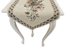 Bieżnik Gobelinowy ecru z szenilem Kwiaty wzór Róże