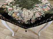 Serweta gobelinowa z szenilem beżowa Kwiaty wzór  Róże z chwostami 