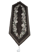 Bieżnik Gobelinowy brąz z szenilem Kwiaty wzór Róże