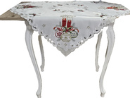 Świąteczna  biała serweta haftowana Świece 85x85