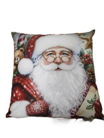 Poszewka Świąteczna welwetowa Św. Mikołaj z brodą 3D z futerka