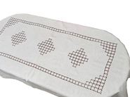 Obrus lniany ręcznie  haftowany mereżka Snutki biały