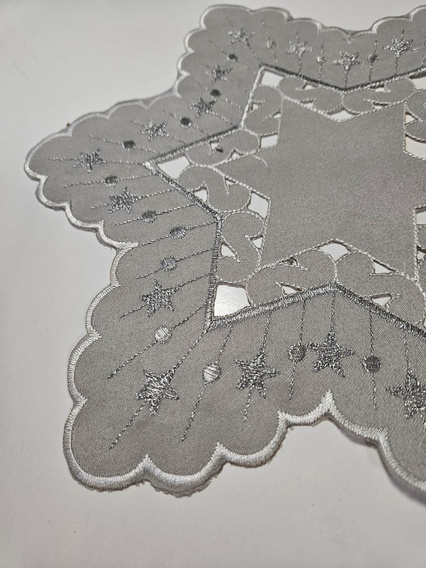  Serwetka szara świąteczna haftowana Gwiazda