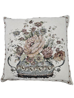 Poszewka gobelinowa ecru Kwiaty wzór Róże 45x45