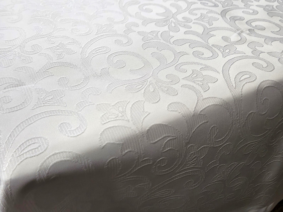 Obrus plamoodporny żakardowy biały- prostokąt