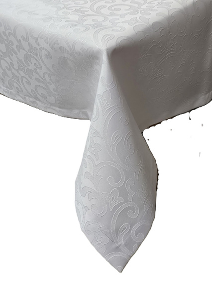 Obrus plamoodporny żakardowy biały- prostokąt