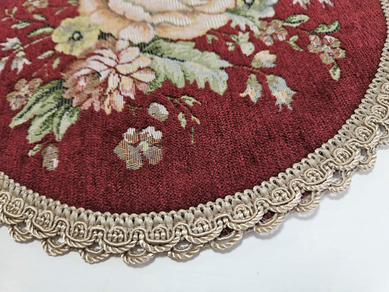 Serwetka gobelinowa Kwiaty okrągła bordo