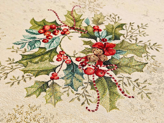 Serweta Gobelinowa Świąteczna  z zieloną listwą 100x100