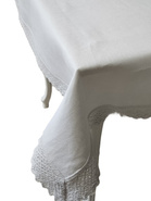 Obrus lniany biały Helena z koronką - prostokąt