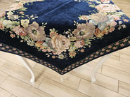 Serweta gobelinowa z szenilem beżowa Kwiaty wzór  Róże z chwostami 