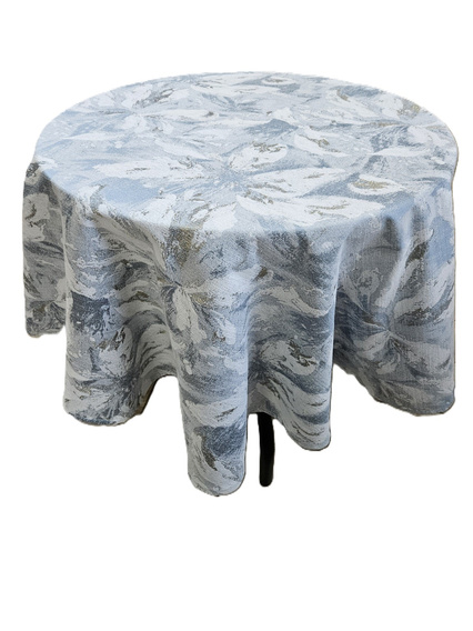 Gruby dwustronny obrus żakardowy koło szaroniebieski