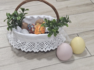 Serwetka plamoodporna biała do koszyczka z białą 4 ,5cm koronką 