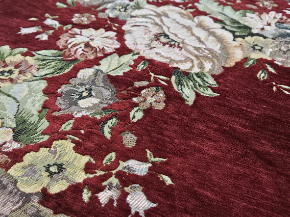 Serweta gobelinowa z szenilem zielen Kwiaty wzór  Róże z chwostami