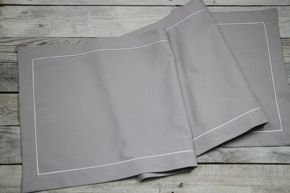 Bieżnik plamoodporny Maria szary z kontrastową wypustką - prostokąt