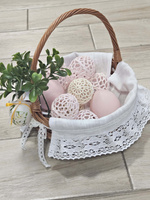 Serwetka z naturalnego białego lnu  do koszyczka z białą koronką