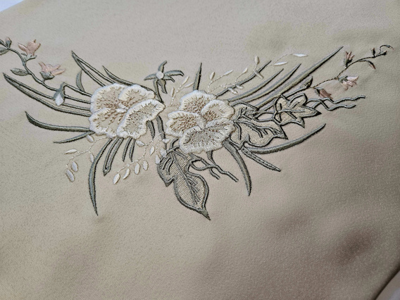 Obrus plamoodporny Bratki owal haft zieleń oliwkowa