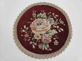 Serwetka gobelinowa Kwiaty okrągła bordo