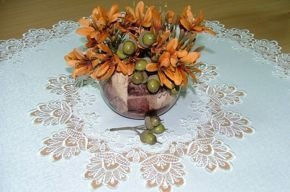 Serweta ecru okrągła z gipiurą