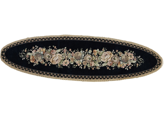 Bieżnik Gobelinowy granatowy z szenilwwem Kwiaty wzór  Róże 