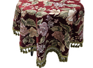 Obrus gobelinowy z szenilem bordo Kwiaty z zielonymi hwostami