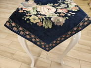 Serweta gobelinowa z szenilem granatowa Kwiaty wzór  Róże z chwostami