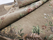 Serweta gobelinowa z szenilem beżowa Kwiaty wzór  Róże z chwostami 