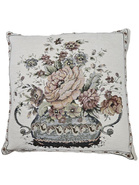 Poszewka gobelinowa ecru Kwiaty wzór Róże 45x45