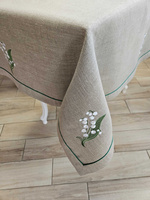 Obrus lniany z motywem konwalii