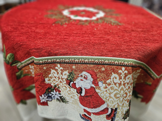 Serweta gobelinowa z szenilem czerwona świąteczna