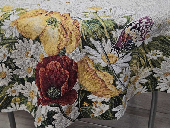 Obrus gobelinowy Kwiaty Polne koło fi140