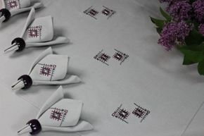 Serwetka Folk haft fioletowy