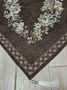 Bieżnik Gobelinowy brąz z szenilem Kwiaty wzór Róże 