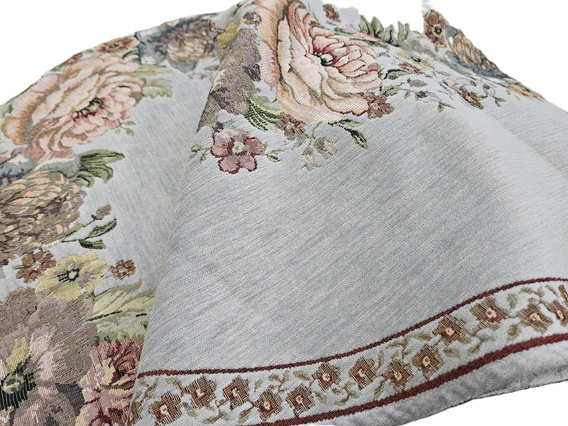 Obrus gobelinowy z szenilem kremowy Kwiaty  wzór Róże Fi160