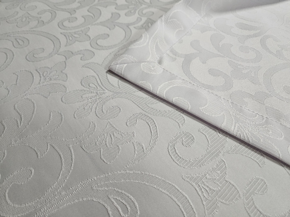 Obrus plamoodporny żakardowy biały- prostokąt