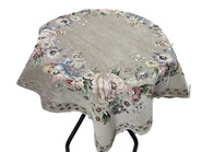 Serweta gobelinowa z szenilem beżowa Kwiaty wzór  Róże z chwostami 