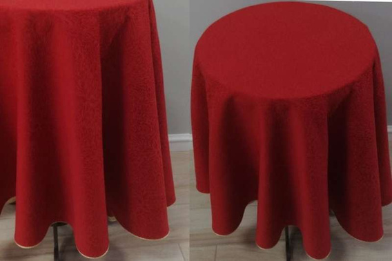 Obrus świąteczny plamoodporny czerwony ze złotą wypustką fi 160