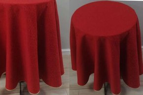 Obrus świąteczny plamoodporny czerwony ze złotą wypustką fi 160