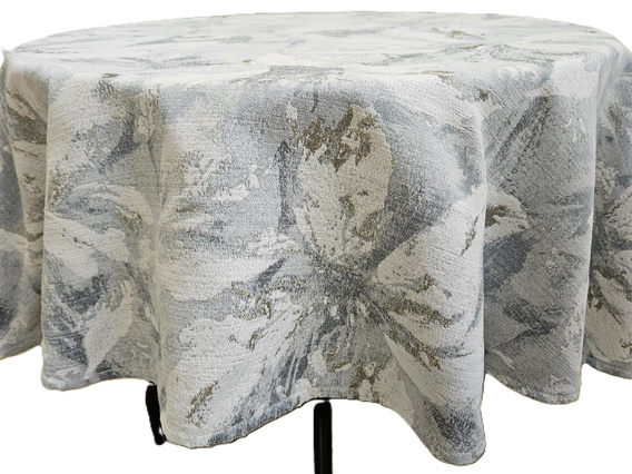 Gruby dwustronny obrus żakardowy koło szaroniebieski