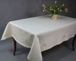 Obrus  plamoodporny Różyczka ecru - prostokąt